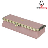 Royal Bagger Genuine Leather Fashion Glasses Case - RFID Blocking, Fashion Pencil Bag with Kiss Lock, Coin Purse for Women 2135