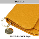 Royal Bagger RFID Short Wallet for Women Genuine Cow Leather Large Capacity Key Chain Card Holders Fashion Trifold Wallets 1459